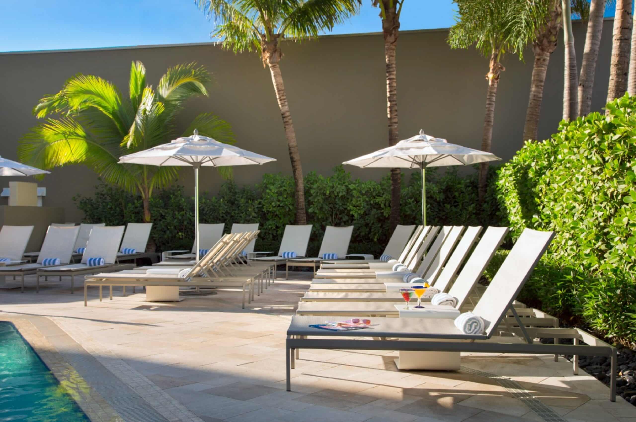 Fort Lauderdale Beach Hotel lounge chair area next to the pool.