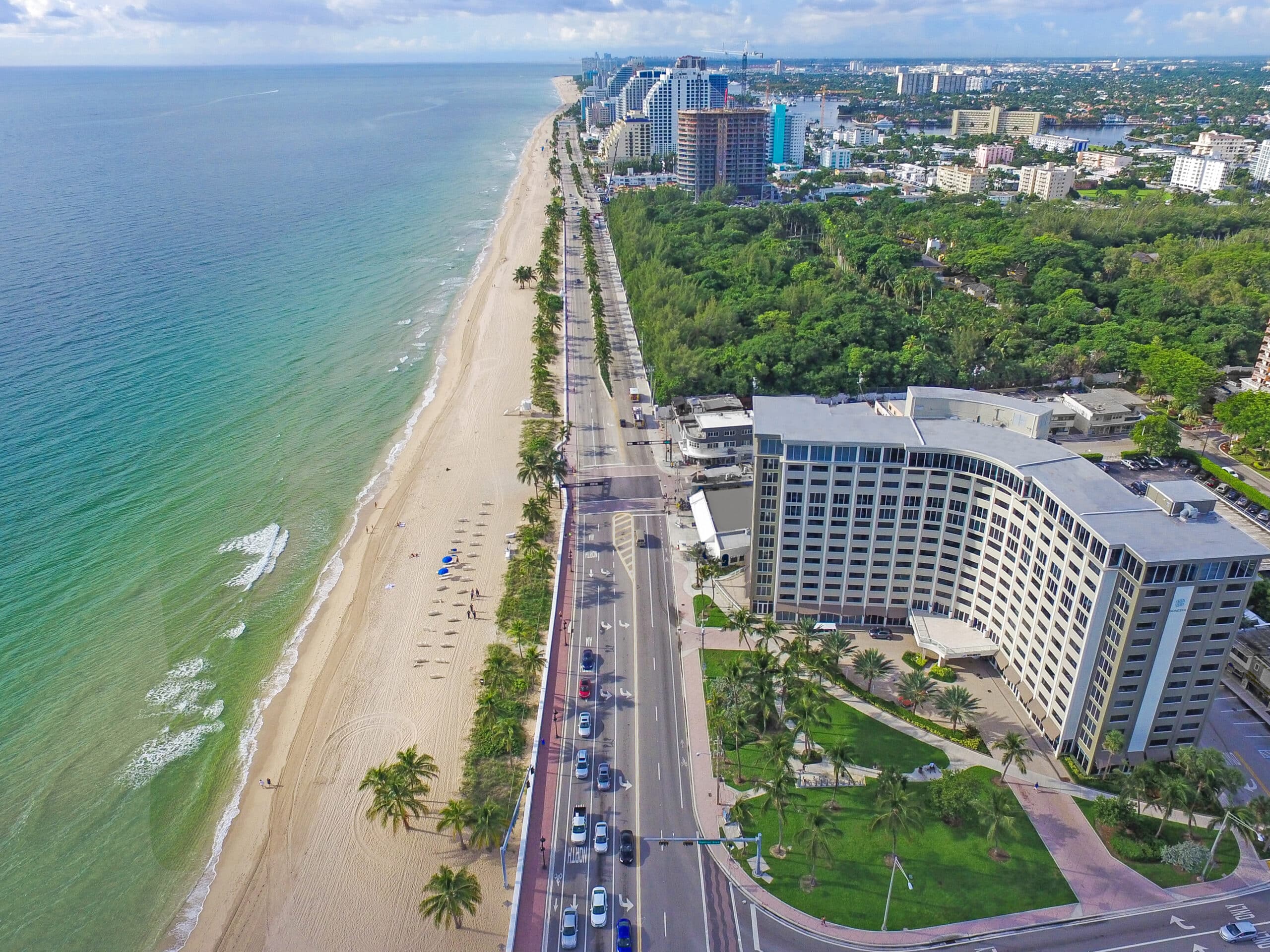 Fort Lauderdale Hotel from exterior view with ocean view.