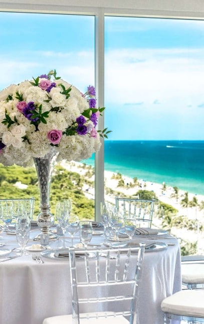 Fort Lauderdale Hotel Event Venue with wedding setup with an ocean view.